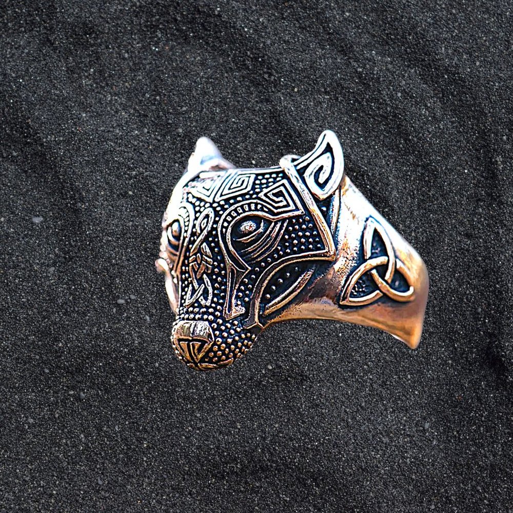 Viking Wolf Head Stainless Steel Men's Ring